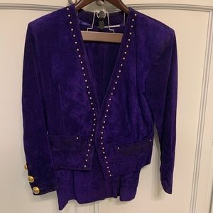 Yves Saint Laurent Suede Studded Skirt Suit